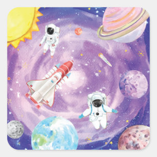 Stickers Espace externe aquarelle
