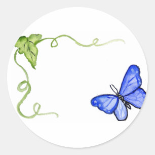 Stickers Étiquette Bleu Papillon & Vigne Verte
