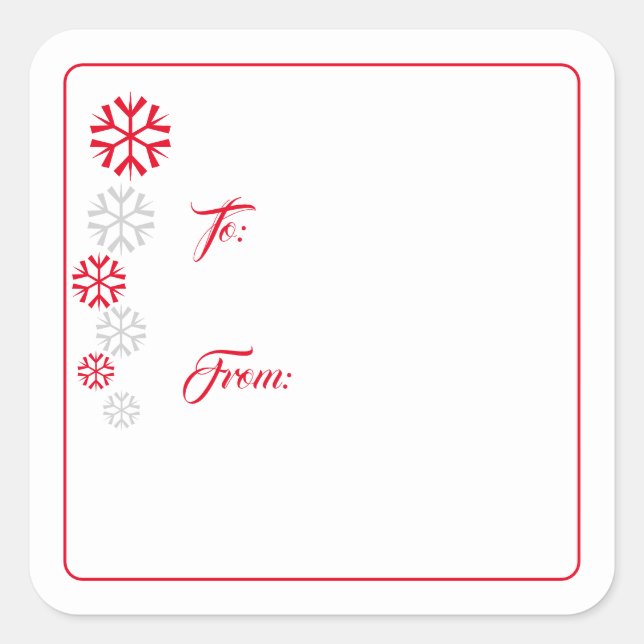 Stickers étiquette cadeau de flocon de neige (Devant)
