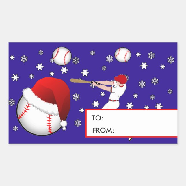 Stickers étiquette cadeau de Noël de baseball (Devant)