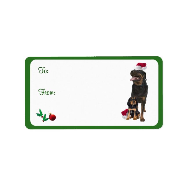 Stickers étiquette cadeau de Noël Rottweiler (Devant)