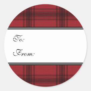 Stickers étiquette cadeau Red Plaid Holiday