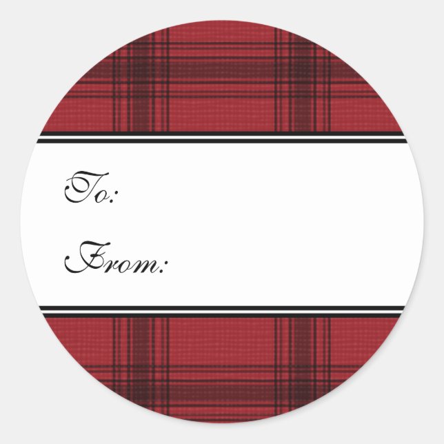 Stickers étiquette cadeau Red Plaid Holiday (Devant)