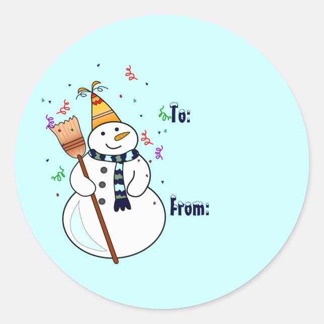 Stickers étiquette cadeau Snowman (Devant)