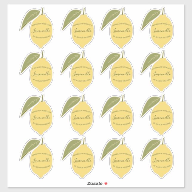 Stickers Étiquette citron Limoncello faits maison (Feuille)