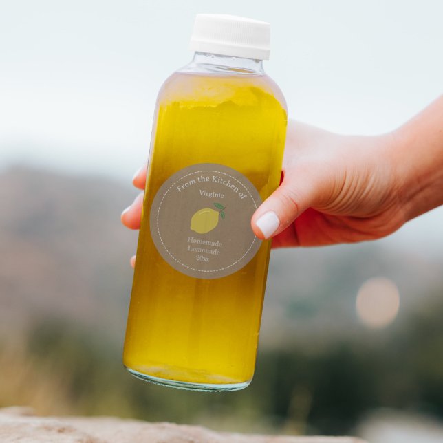 Stickers Étiquette citron rustique pour citronnade (Rustic Lemon Label Sticker for Lemonade or Jam)