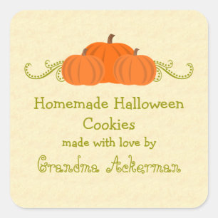 Stickers Étiquette citrouille à biscuits Halloween