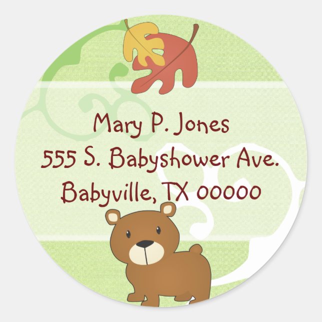 Stickers Étiquette de adresse ours Woodland (Devant)