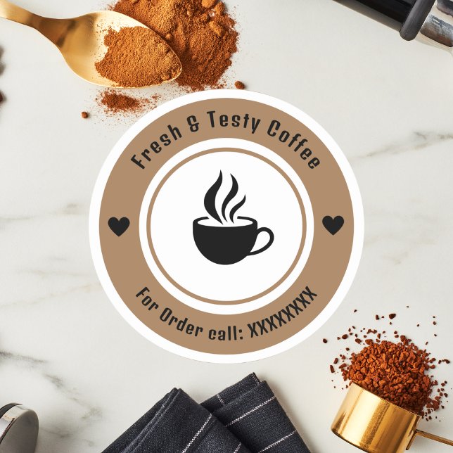 Stickers Étiquette de commande de café personnalis (Créateur téléchargé)