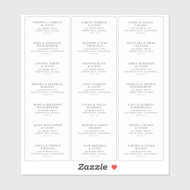 Stickers Étiquette de messagerie pour Mariages pré (Feuille)
