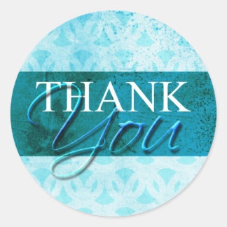 Stickers Étiquette Merci bleu clair