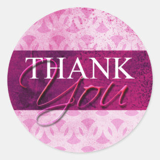 Stickers Étiquette Merci rose chaud