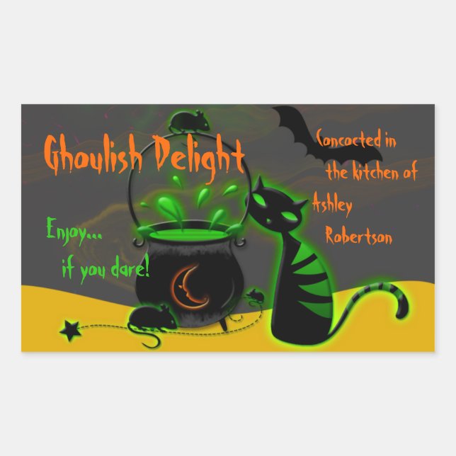 Stickers Étiquettes Ghoulish Green Halloween (Devant)
