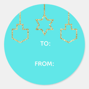 Stickers "Étoile rayée & Dreidel" Joyeux Chanukah