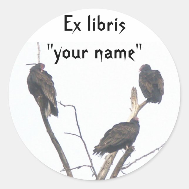 Stickers Ex Libris Buzzards à Customiser (Devant)