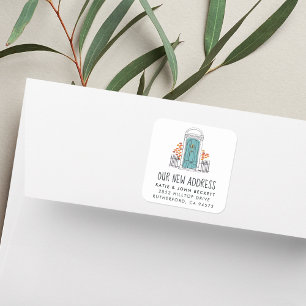 Stickers Faire-part de déplacement de porte bleue