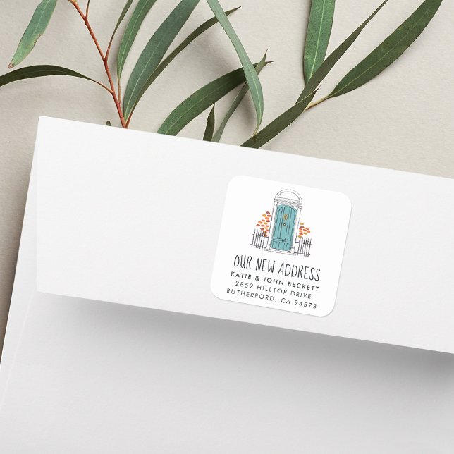 Stickers Faire-part de déplacement de porte bleue (Créateur téléchargé)