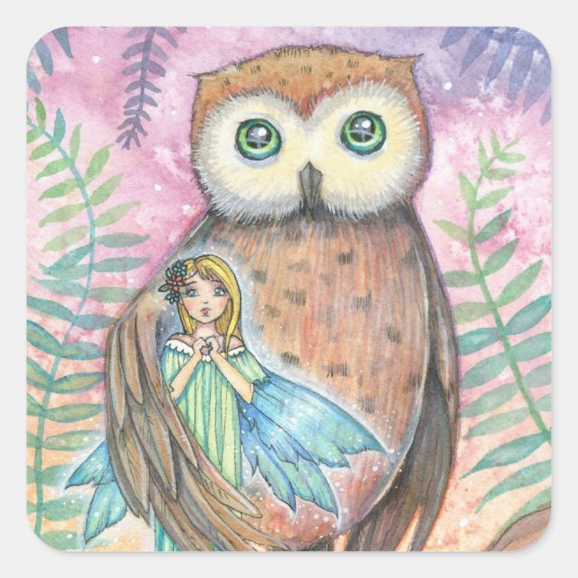 Stickers Fairy and Owl - mignon (Devant)
