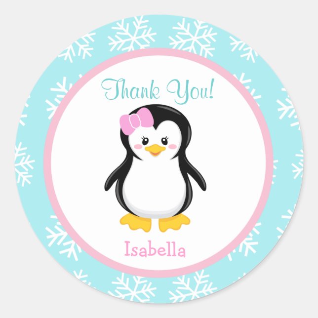 Stickers Faveur Flocon de neige Penguin hiver (Devant)