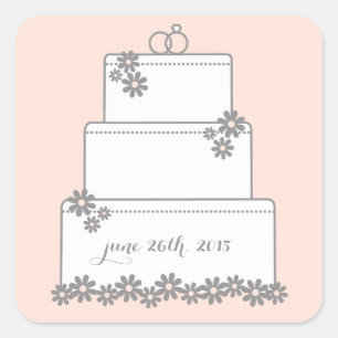 Stickers Faveur gâteau Mariage rose