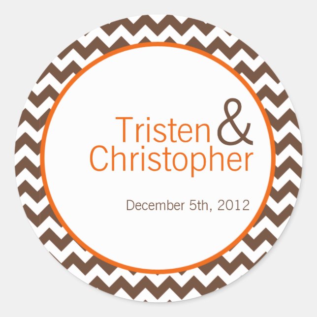 Stickers Favor 20 - 1,5" Brown Orange Chevron (Devant)