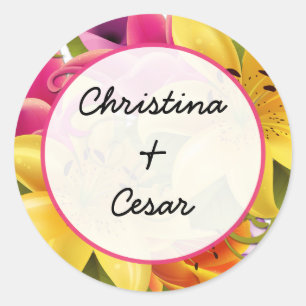 Stickers Favor de 20 à 1,5 po Fleurs exotiques haw