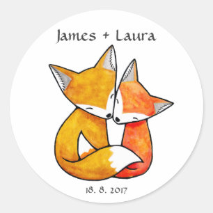 Stickers Favor de mariage Fox Couple Mariage Monog