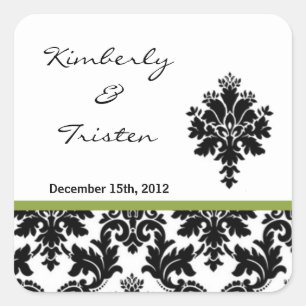 Stickers Favoriser Black Green Damask Lace Print