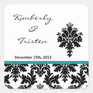 Stickers Favoriser noir Turquoise Damask Lace Prin