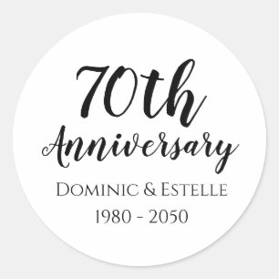 Stickers Favour Enveloppe ronde du 70e anniversair