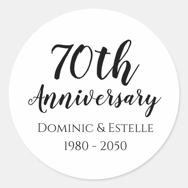Stickers Favour Enveloppe ronde du 70e anniversair (Devant)