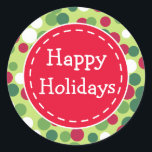 Stickers Festive Retro Christmas Dot Happy Holiday<br><div class="desc">Utilisez ces autocollants festifs pour la cuisine,  la boulangerie,  Noël,  cadeaux,  étiquettes cadeaux,  échange de biscuits,  échange de biscuits,  fête de Noël,  artisanat,  forfaits,  faveurs de fête,  etc... Le design est de l'art original.</div>