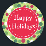 Stickers Festive Retro Christmas Dot Happy Holiday<br><div class="desc">Utilisez ces autocollants festifs pour la cuisine,  la boulangerie,  Noël,  cadeaux,  étiquettes cadeaux,  échange de biscuits,  échange de biscuits,  fête de Noël,  artisanat,  forfaits,  faveurs de fête,  etc... Le design est de l'art original.</div>