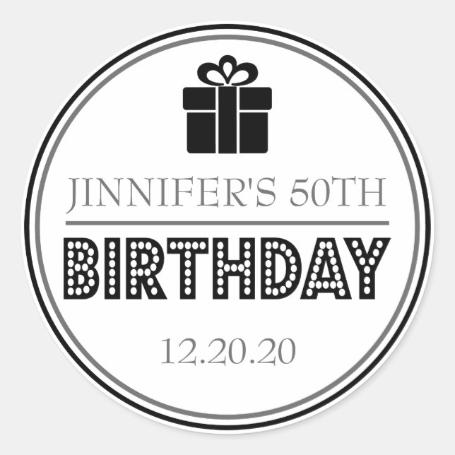 Stickers Fête Anniversaire (Noir / Gris) (Devant)