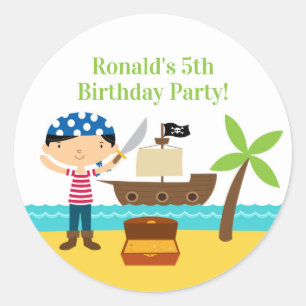 Stickers fête d'anniversaire Pirate