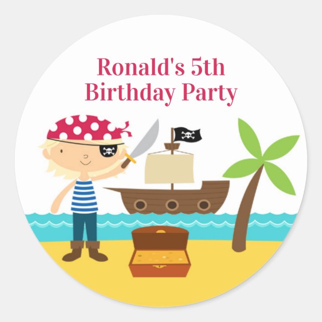 Stickers fête d'anniversaire Pirate (Devant)