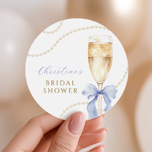 Stickers Fête des mariées bleu perles et Prosecco