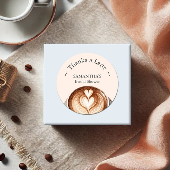 Stickers Fête des mariées grâce à Latte Heart (Coffee theme bridal shower favor stickers read thanks a latte your personalized. by Do Tell A Belle)
