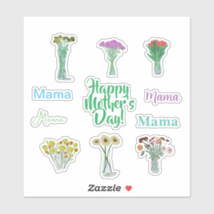Stickers Fête des mères florales mignonnes +Noms d