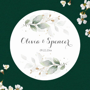 Stickers Feuille de mariage botanique vert