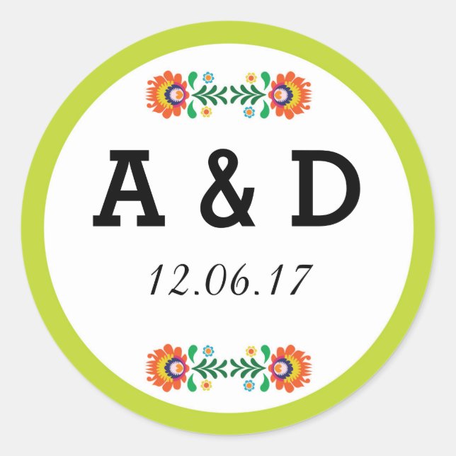 Stickers Fiesta Floral mexicain rond Étiquette de  (Devant)