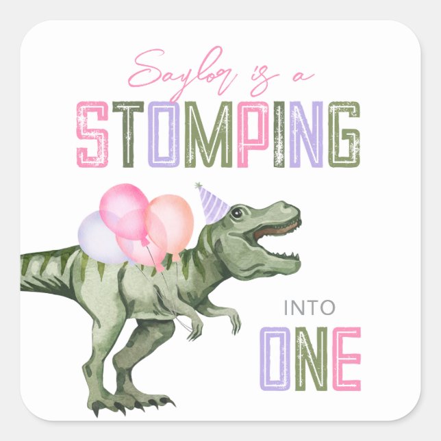 Stickers Fille Dino Premier anniversaire (Devant)