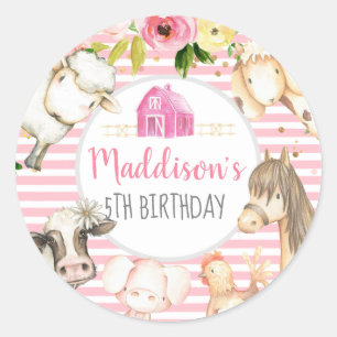 Stickers Fille Ferme Anniversaire, Faveurs Ferme