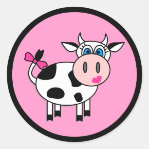 Stickers Fille Vache Joyeux