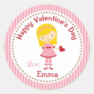 Stickers fillette Valentine (Rose) - Cheveux Blond