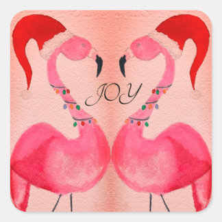 Stickers Flamant rose de Noël Joyeux