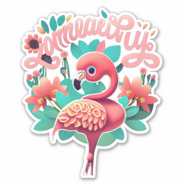 Stickers Flamant rose De Plaisir Qui Apportent Joy (Devant)