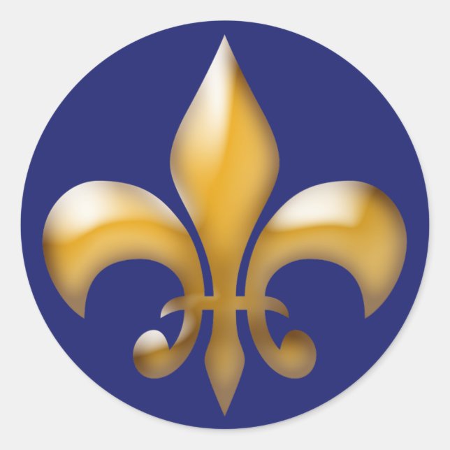 Stickers Fleur de Lis en Marine et Or (Devant)