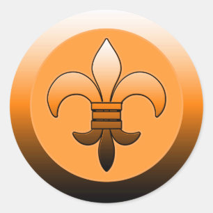Stickers Fleur de Lis rond ORANGE