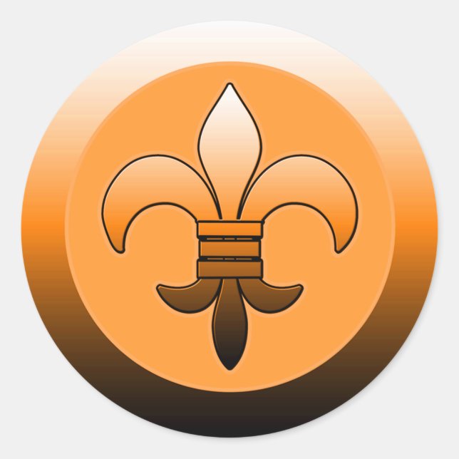 Stickers Fleur de Lis rond ORANGE (Devant)